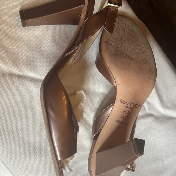 Jimmy Choo taupe patent sling backs heels size 41 - Picture 4 of 6